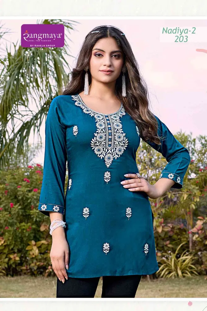 Nadiya Vol 2 By Rangmaya Rayon Tunic Ladies Top Suppliers In India